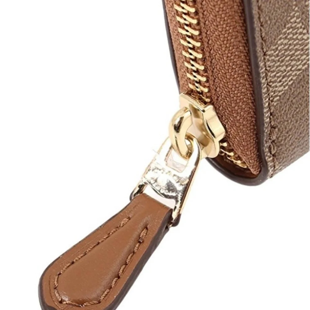 Coach Limited‑Edition Anniversary Canvas Print Wallet Accordion Zip Khaki Beige